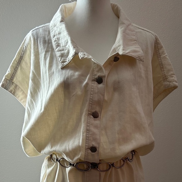 Women's Plus Size 4X Universal Thread White Button Up Short sleeve Dress NEW - Picture 1 of 6